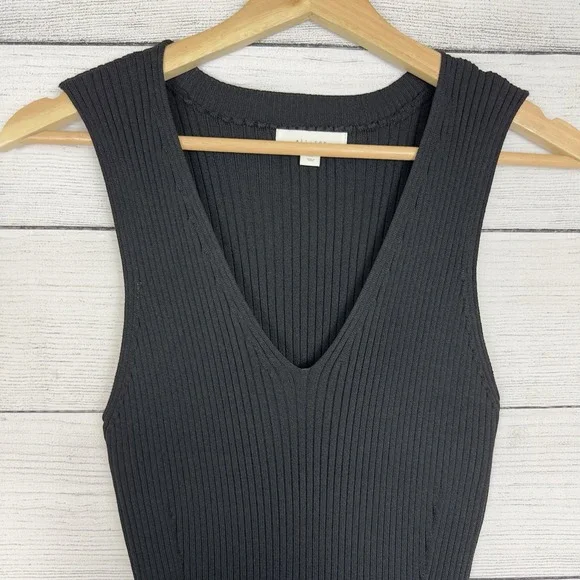 All : Row Ribbed Knit Dress‎ Size Medium Black Very Stretchy Modern Minimalist - Picture 6 of 9